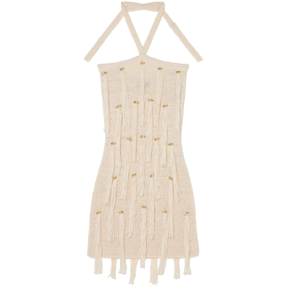 Soft Beige Fringe Halter