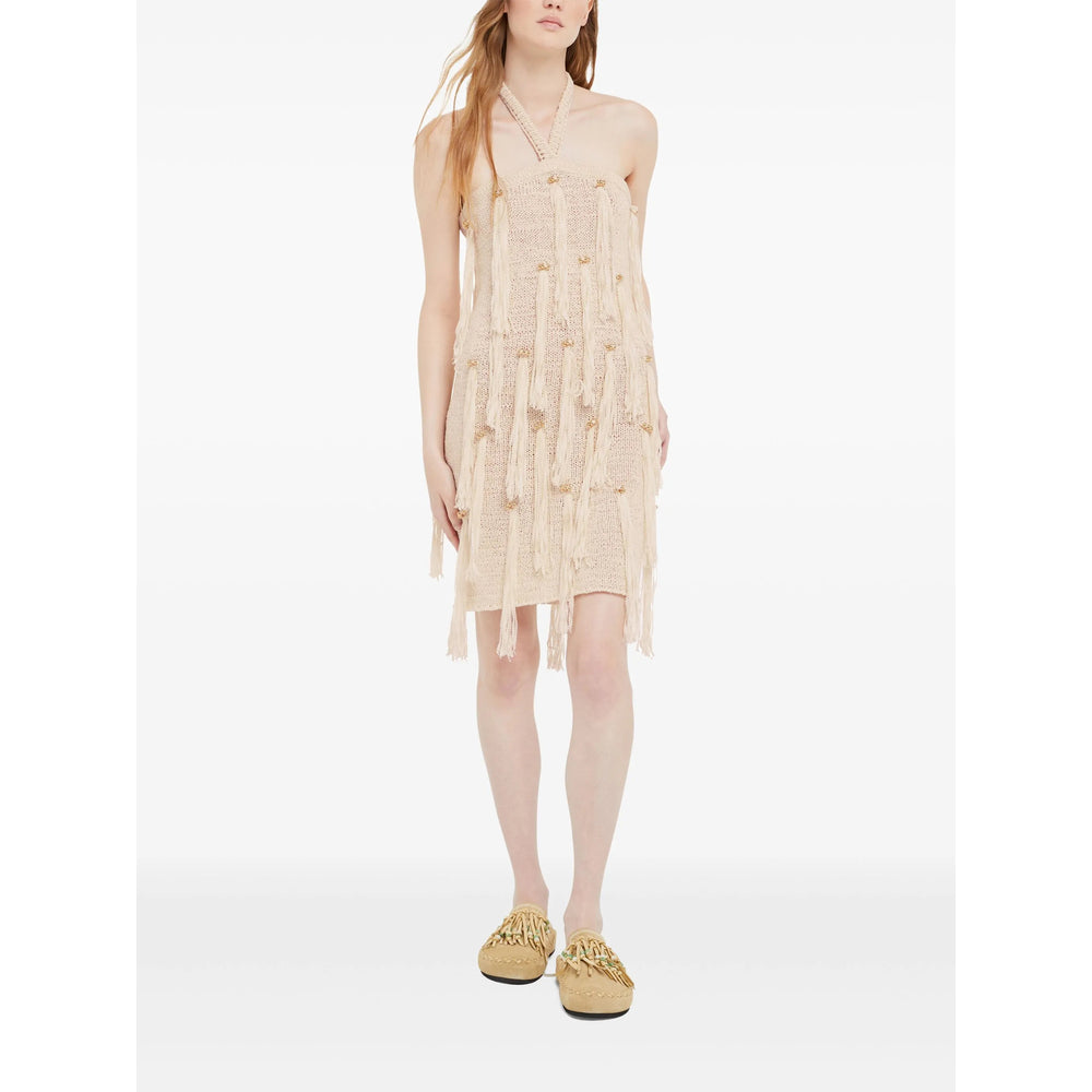 Soft Beige Fringe Halter