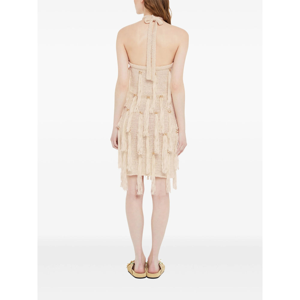 Soft Beige Fringe Halter