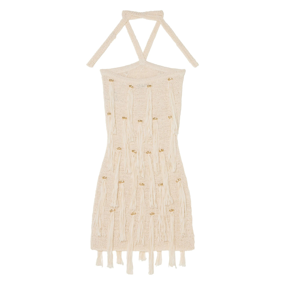 Soft Beige Fringe Halter