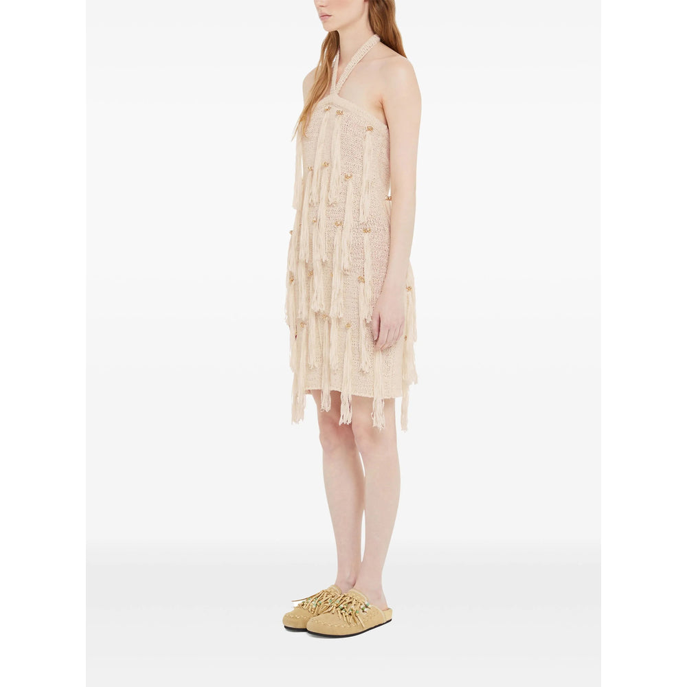 Soft Beige Fringe Halter