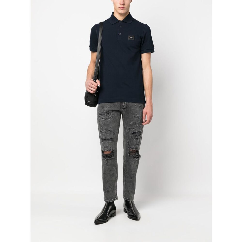 Navy Piqu Polo Shirt