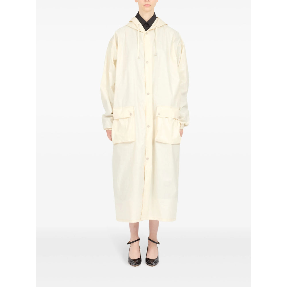 Coated Beige Drop Shoulder Jacket