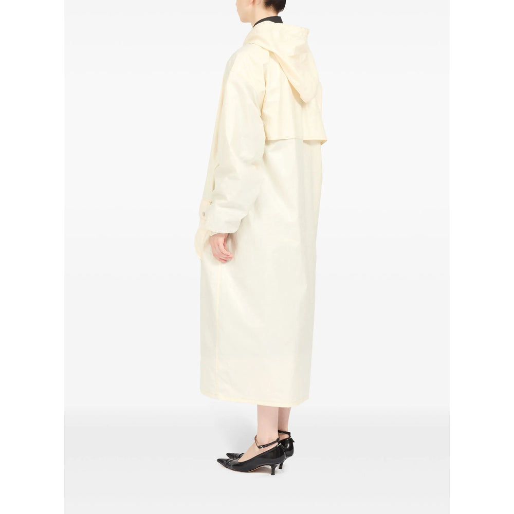 Coated Beige Drop Shoulder Jacket