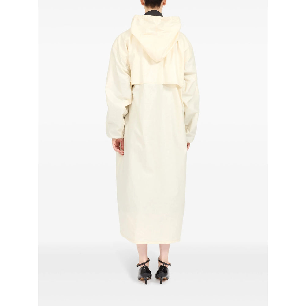 Coated Beige Drop Shoulder Jacket