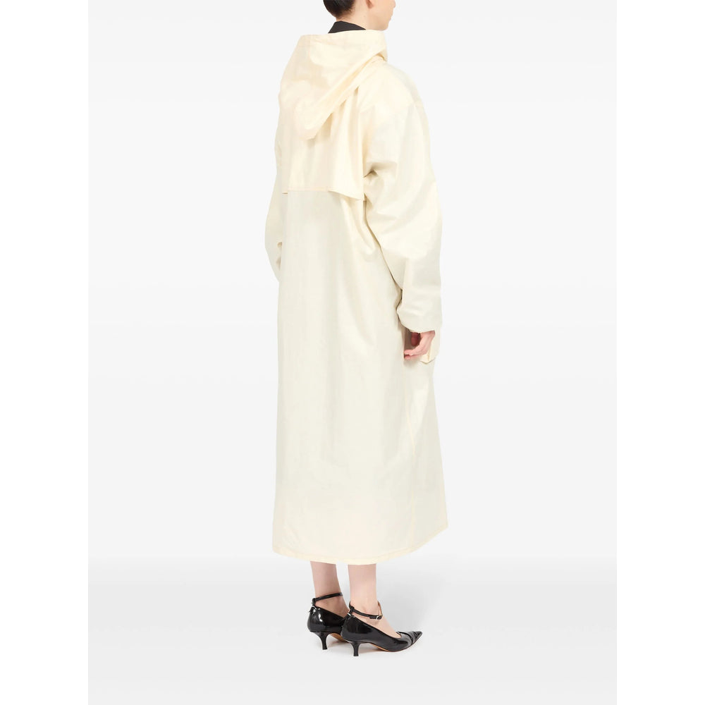 Coated Beige Drop Shoulder Jacket