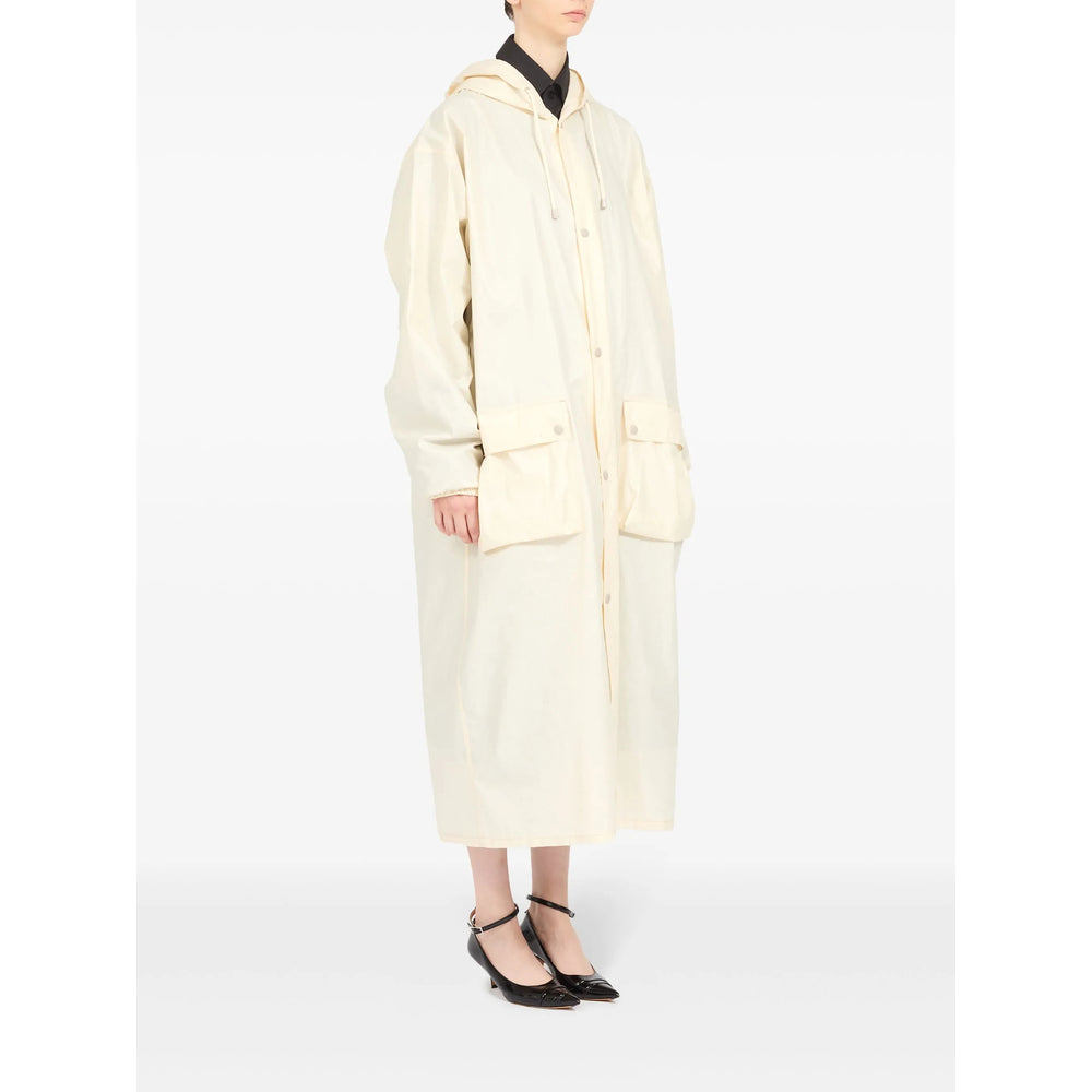 Coated Beige Drop Shoulder Jacket