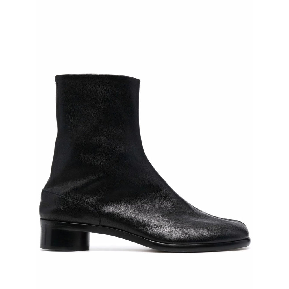 Black Camel Leather Split Toe Boot