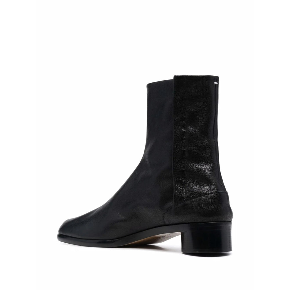 Black Camel Leather Split Toe Boot