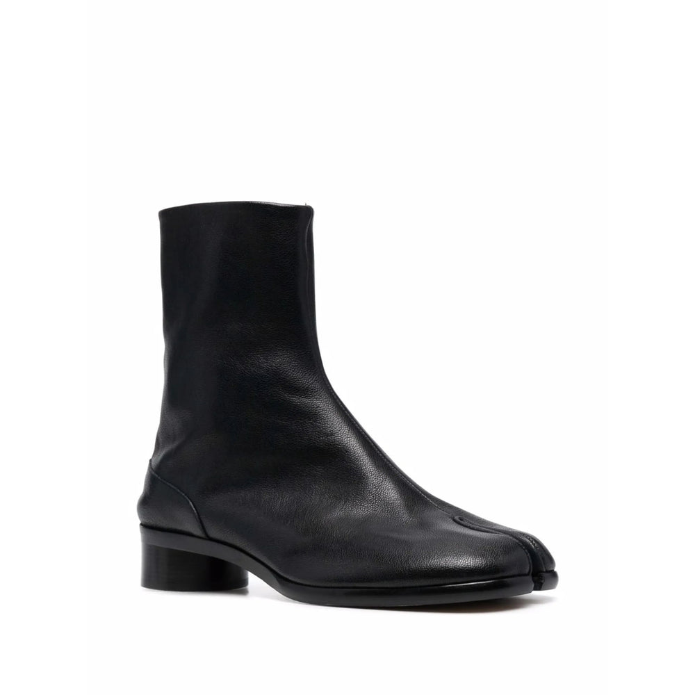 Black Camel Leather Split Toe Boot