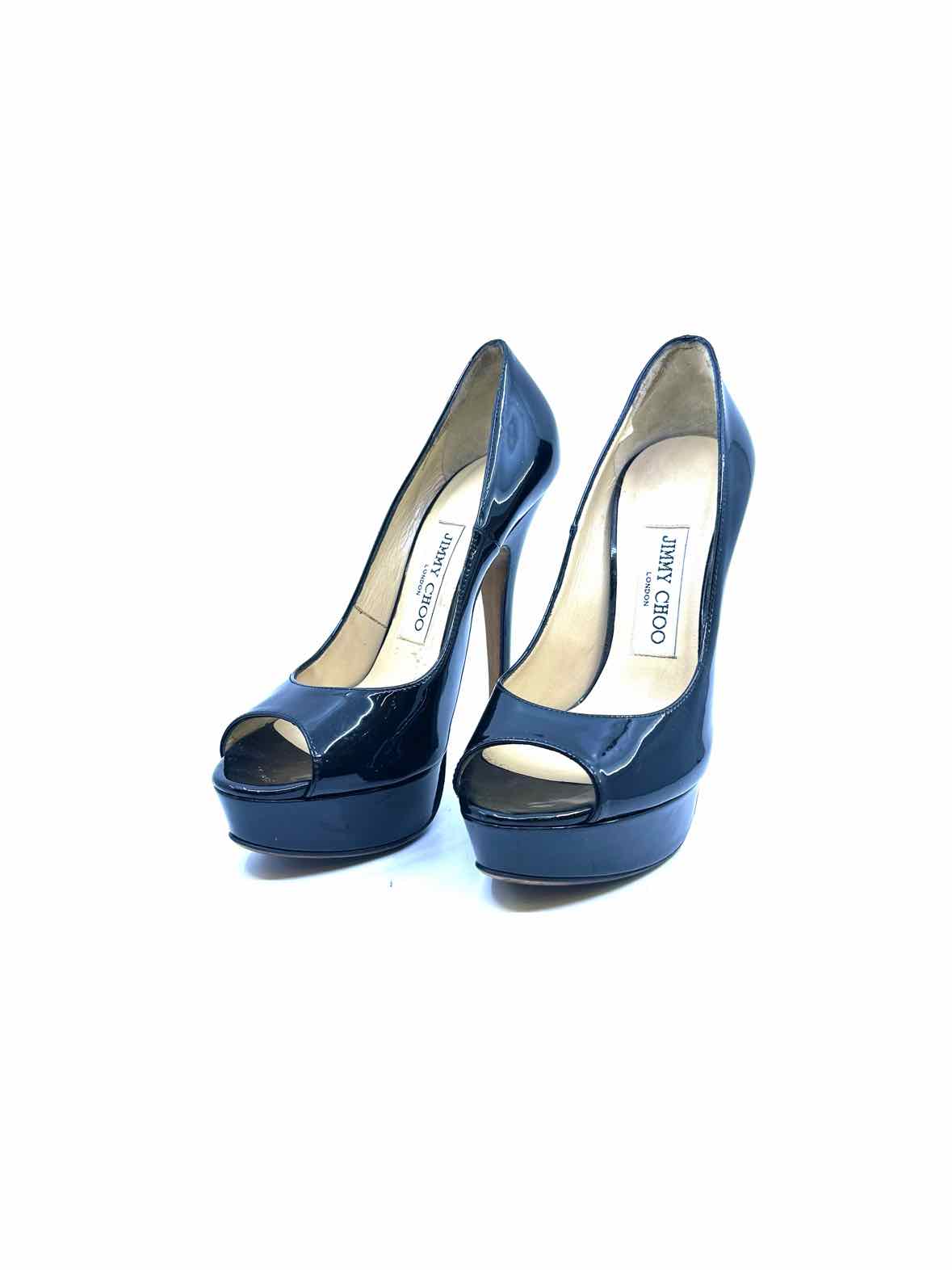 JIMMY CHOO Size 6.5 Black Patent Leather Pumps