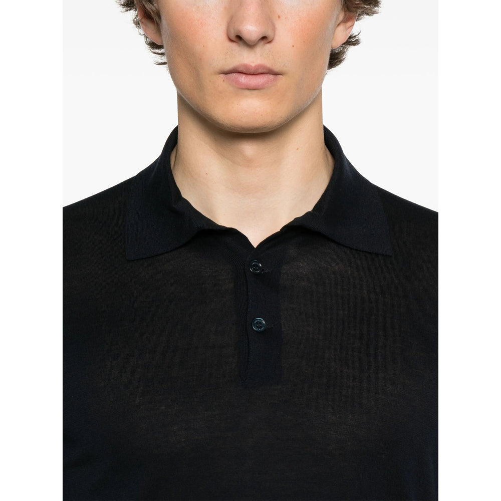 Navy Silk Polo Shirt
