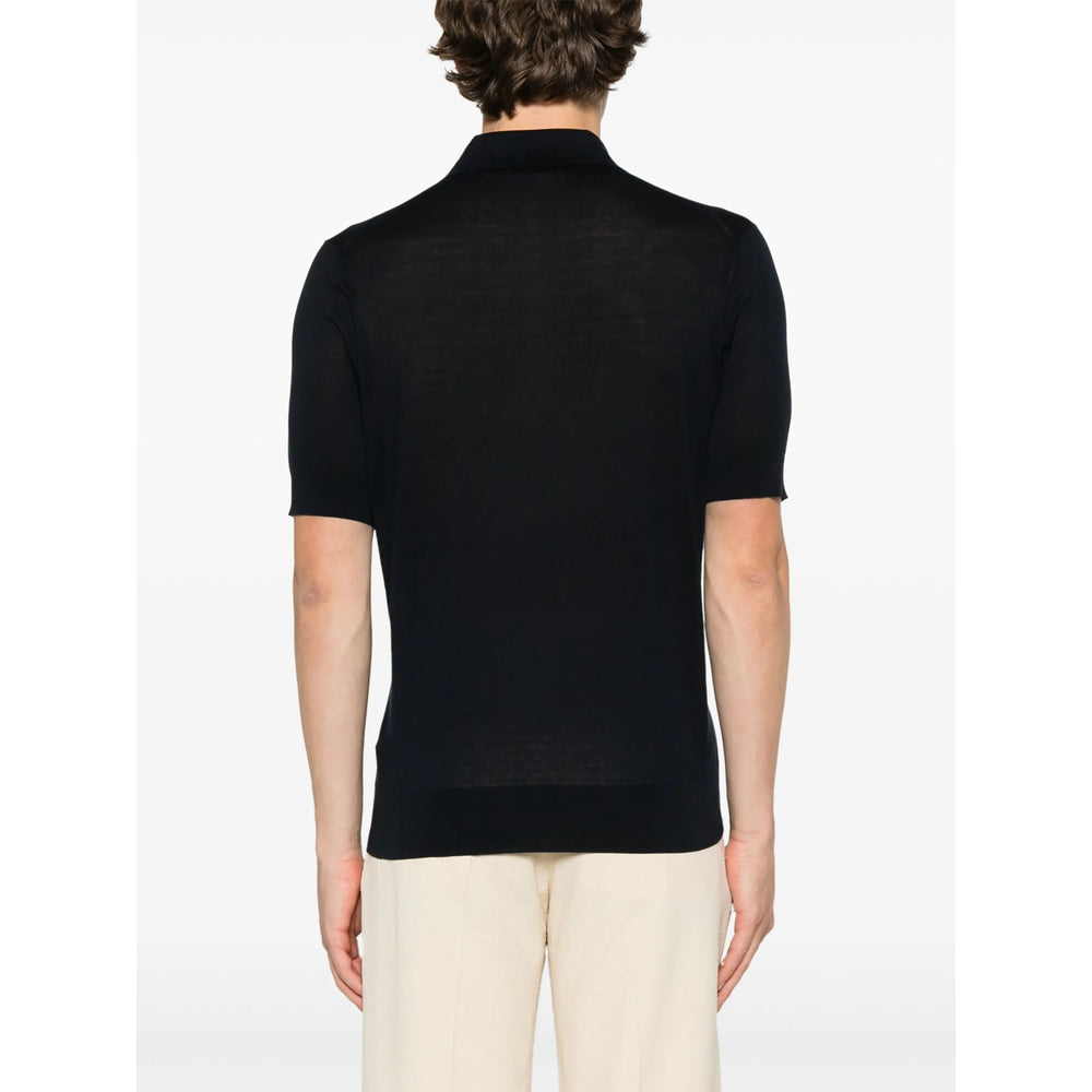 Navy Silk Polo Shirt