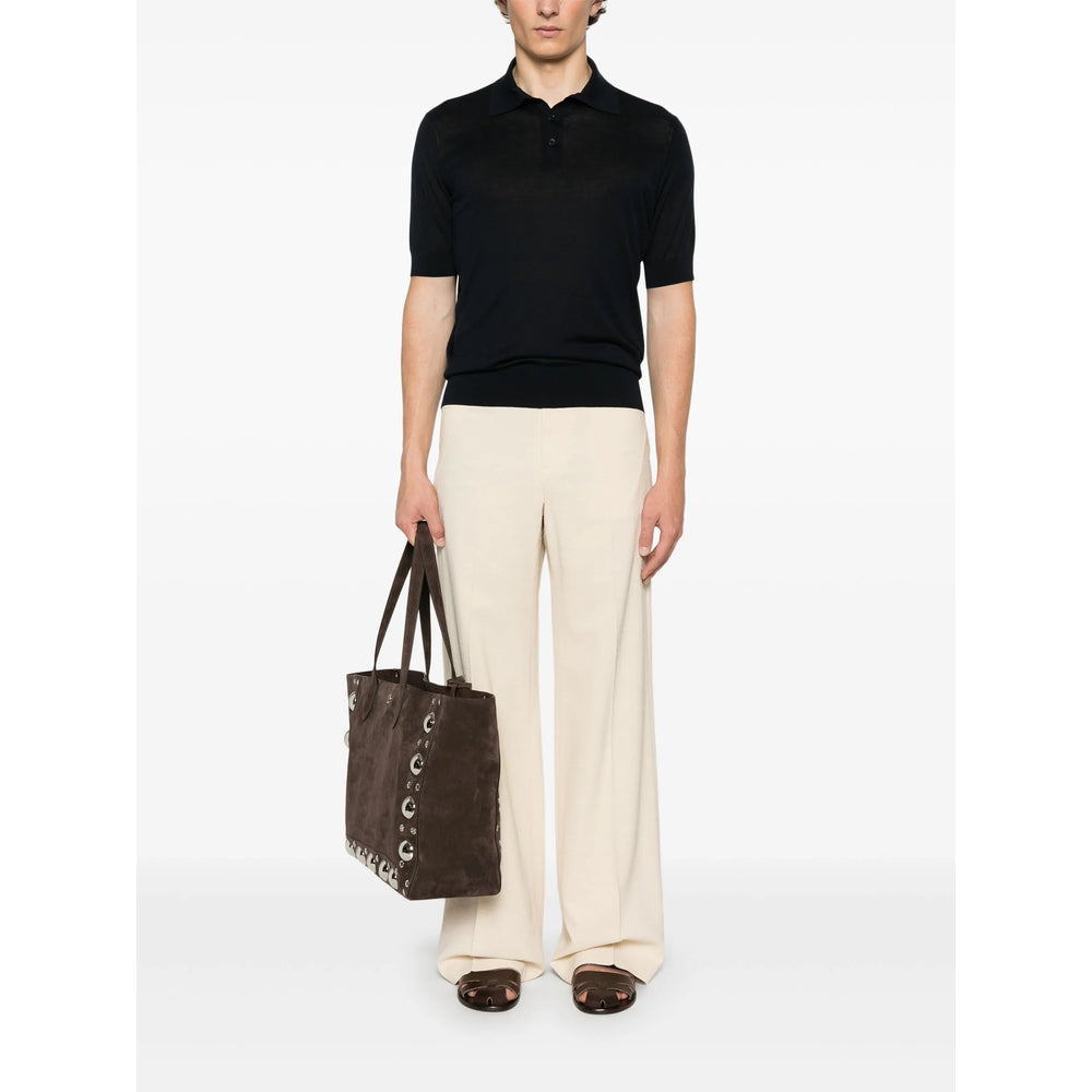 Navy Silk Polo Shirt