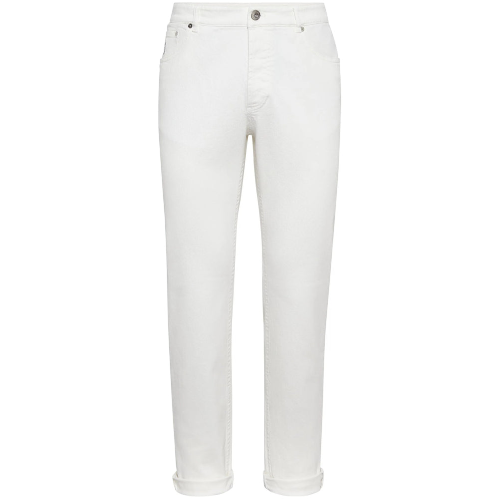 White Cotton Classic Straight Leg Slim Jeans