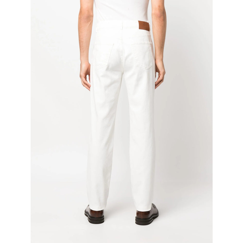 White Cotton Classic Straight Leg Slim Jeans