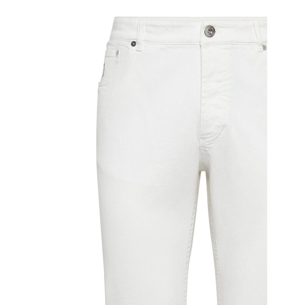 White Cotton Classic Straight Leg Slim Jeans