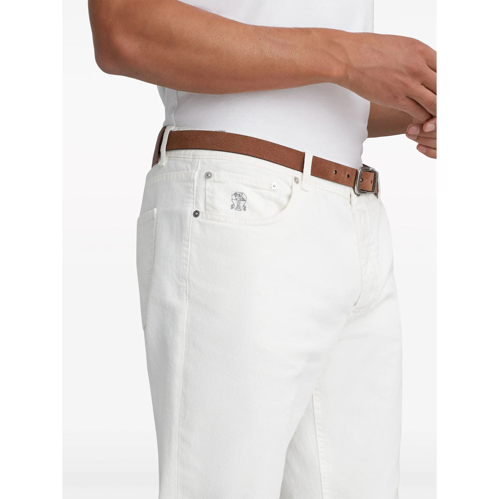 White Cotton Classic Straight Leg Slim Jeans