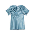 Light Blue Silk Off-shoulder Top