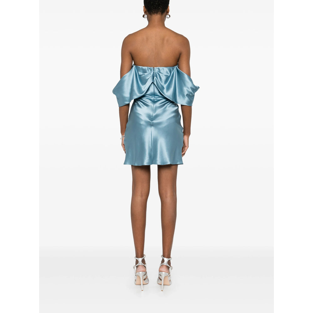 Light Blue Silk Off-shoulder Top