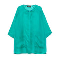 Teal Blue Open-front Blouse