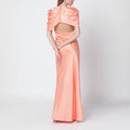 Pink shiny satin maxi dress