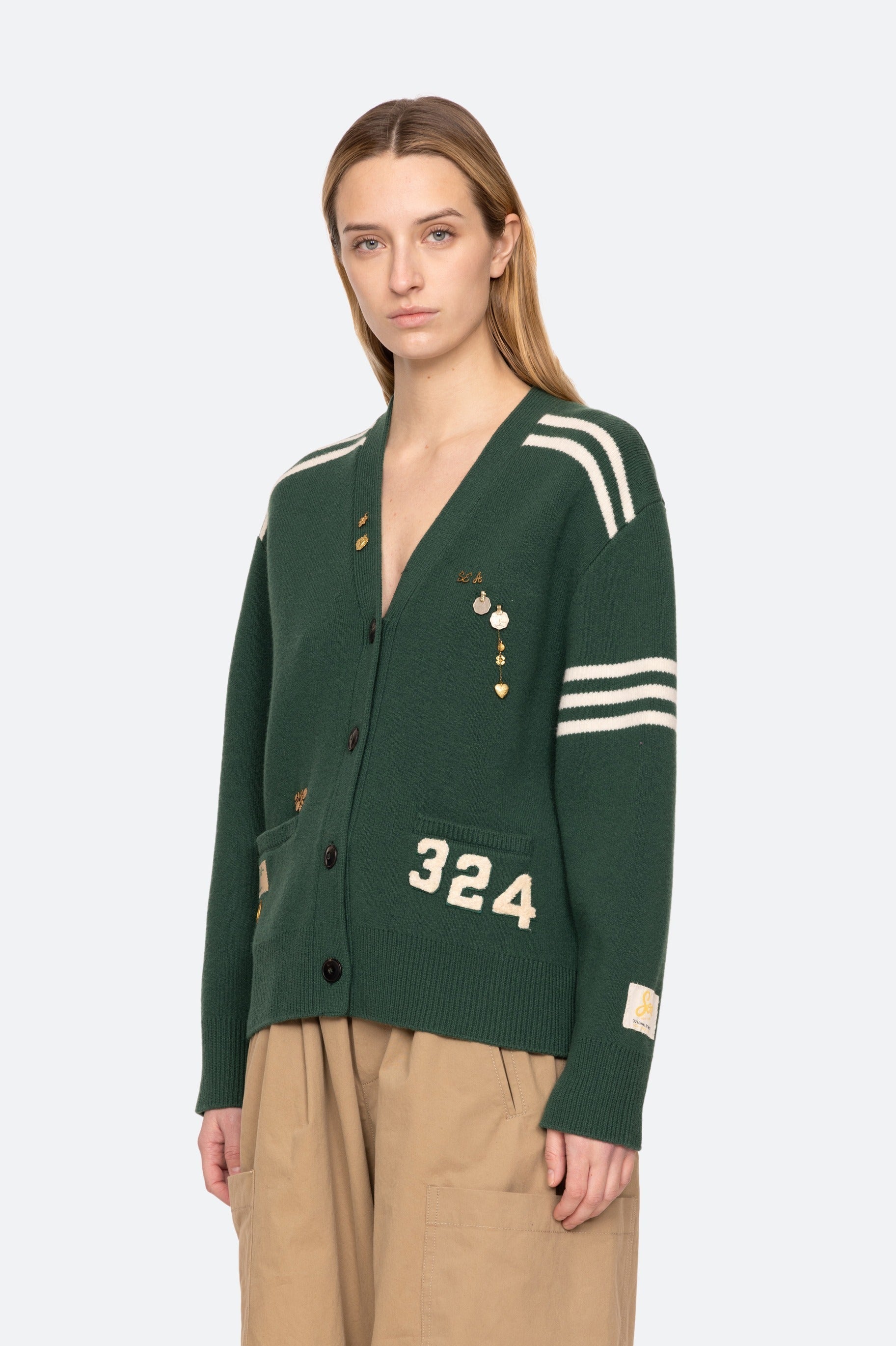 SEA NEW YORK ARTHER VARSITY KNIT CARDIGAN