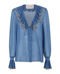 POLKA-DOTS SILK SHIRT WITH LACE PROFILE