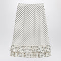 Ivory polka-dot skirt with ruffles