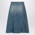 Washed denim midi skirt