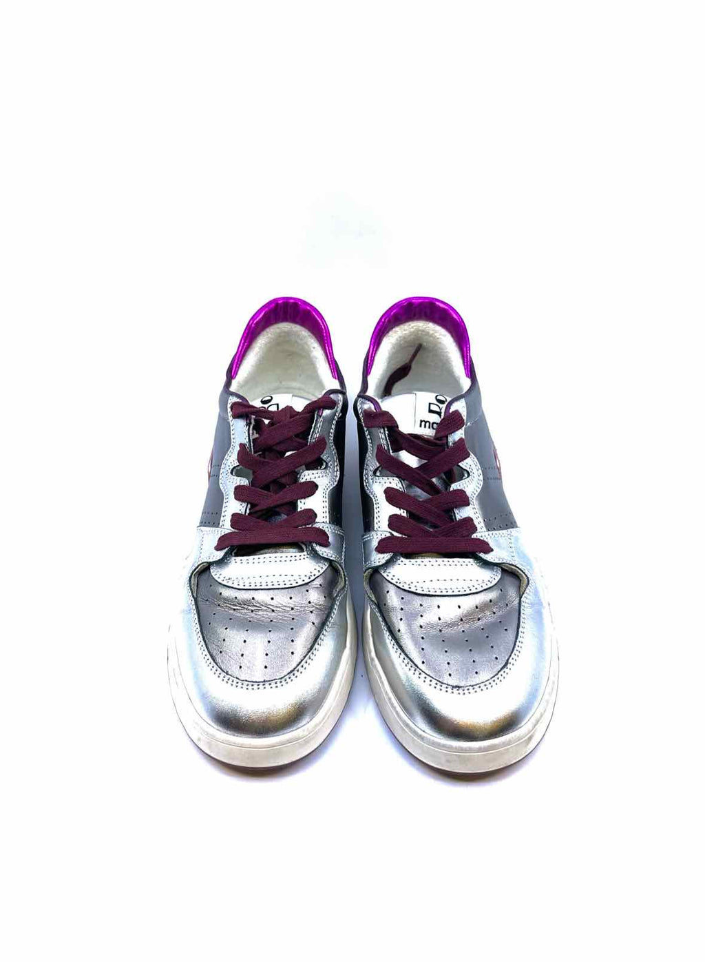 ISABEL MARANT Size 7 Silver, Pink Leather Metallic Solid Sneakers