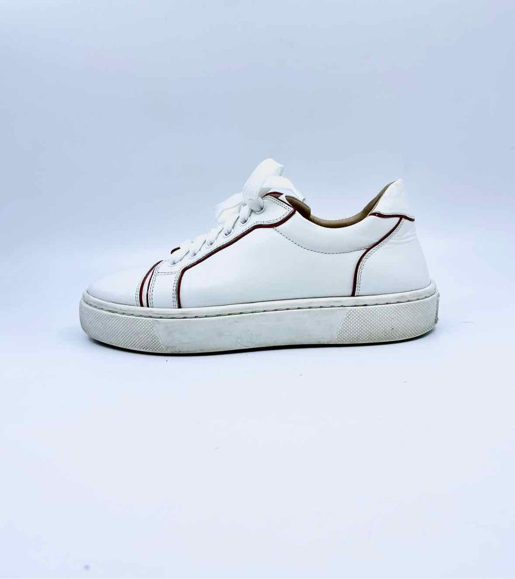 CHRISTIAN LOUBOUTIN White Leather Sneakers, Size 7