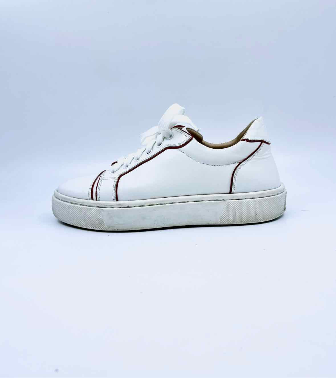 CHRISTIAN LOUBOUTIN White Leather Sneakers, Size 7