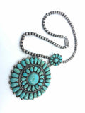 MEXICO 1950's Navajo Sterling Silver Turquoise Necklace