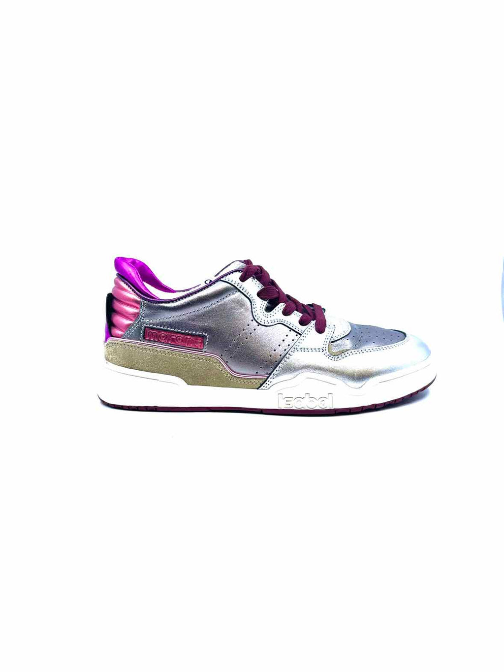 ISABEL MARANT Size 7 Silver, Pink Leather Metallic Solid Sneakers