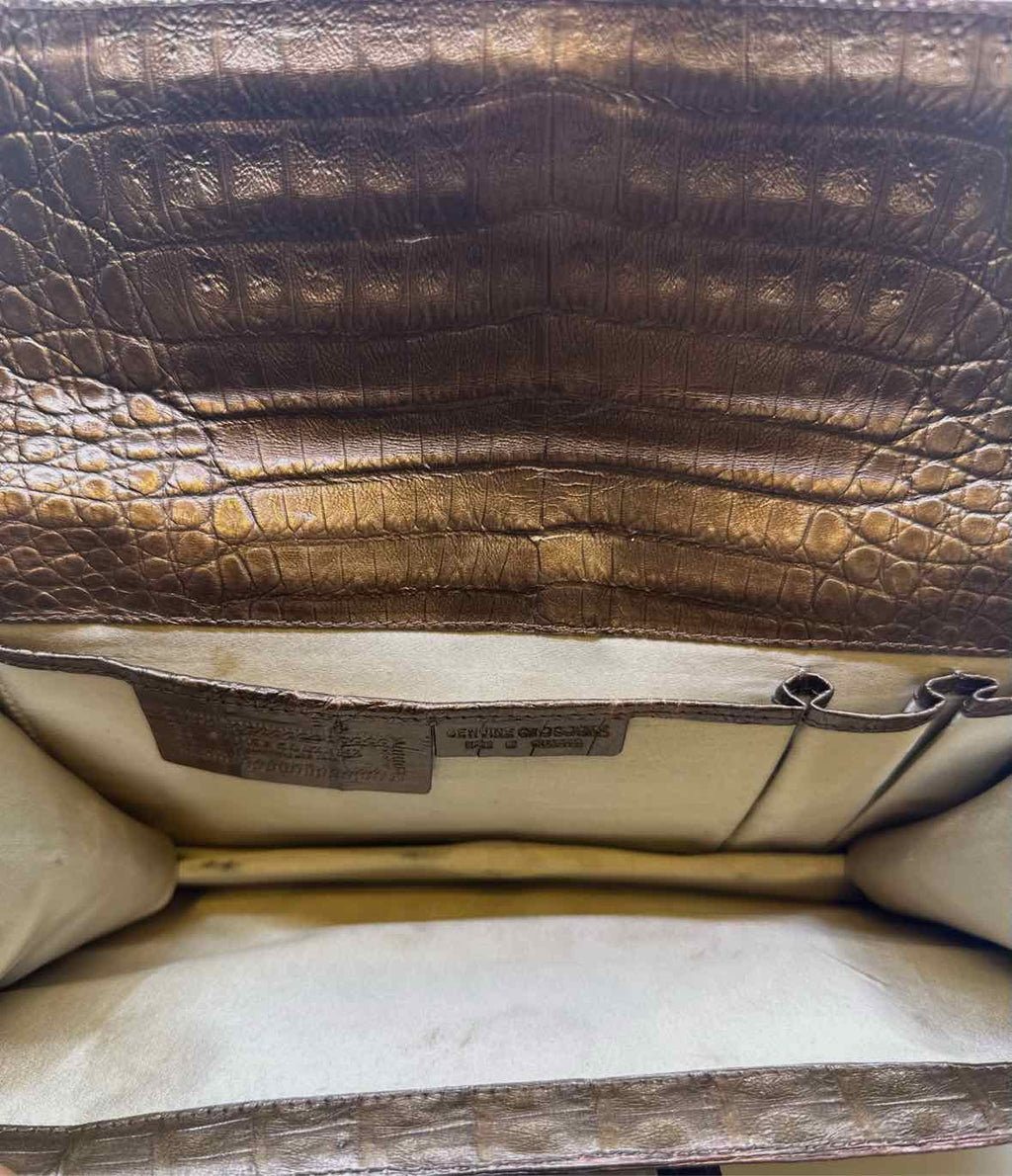 NANCY GONZALEZ Bronze Crocodile Evening Bag