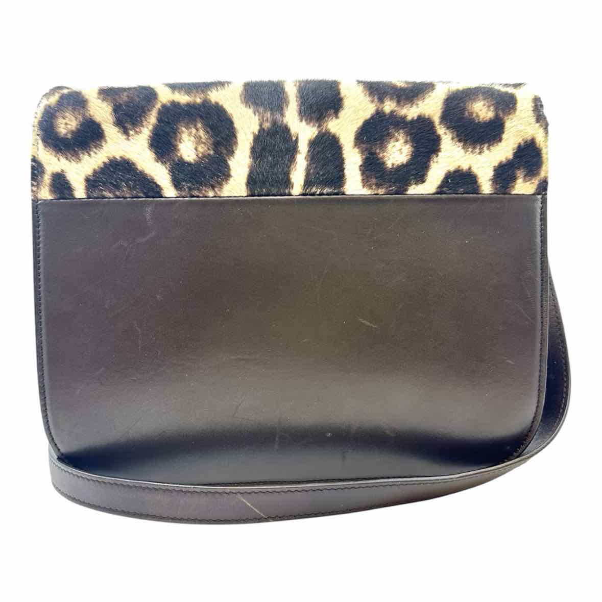 CELINE Brown PONY HAIR Leather Cheetah print Handbag
