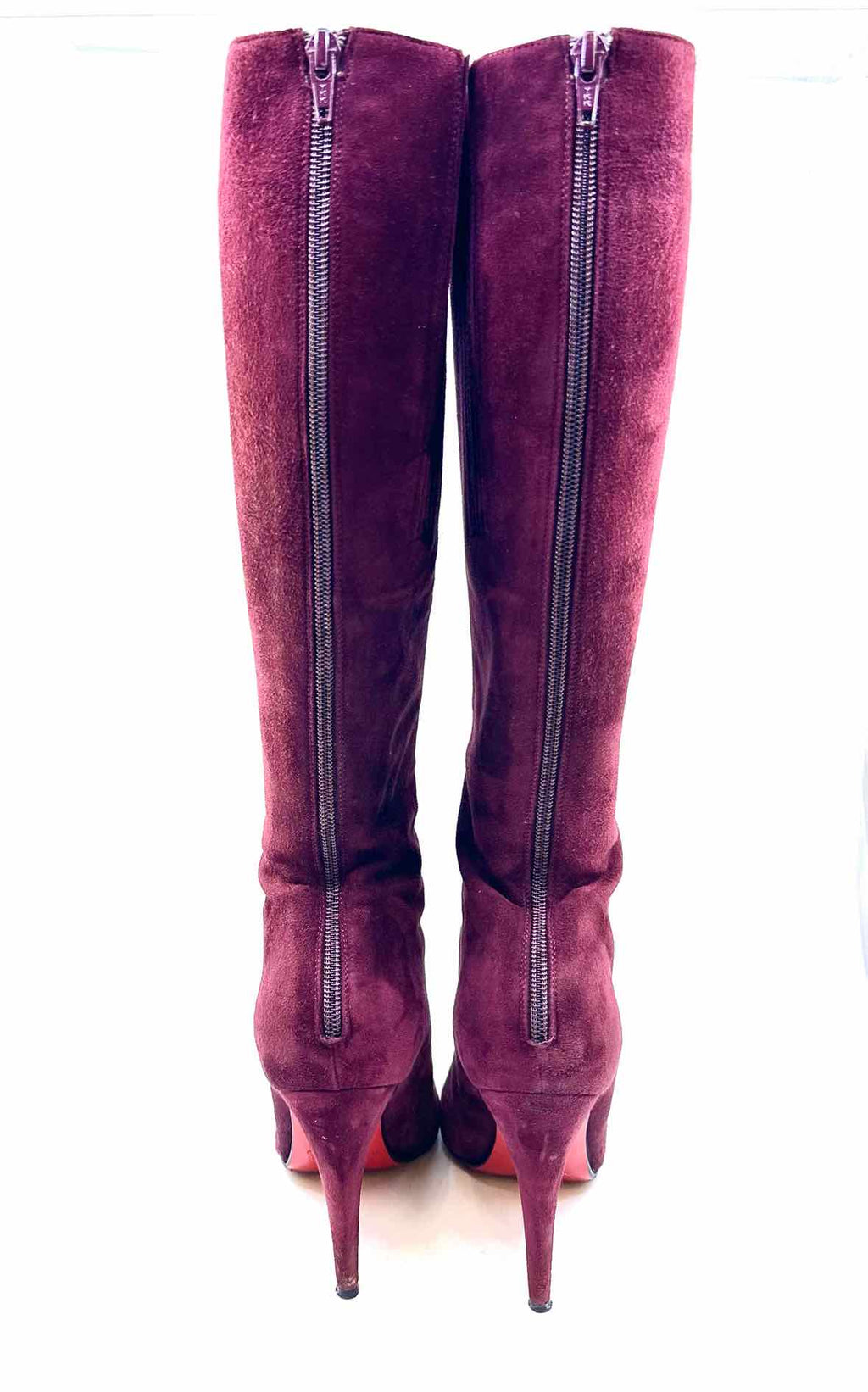 CHRISTIAN LOUBOUTIN Size 9.5 Burgundy Suede Tall Boot