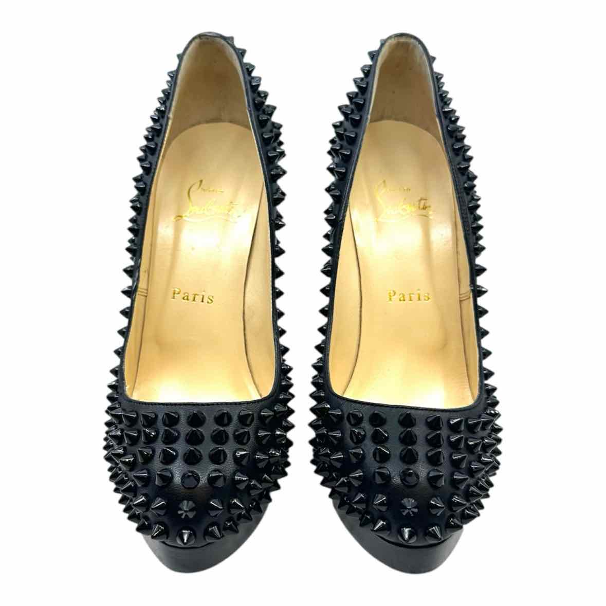 CHRISTIAN LOUBOUTIN Size 6.5 Black Leather Studs Studs Pumps