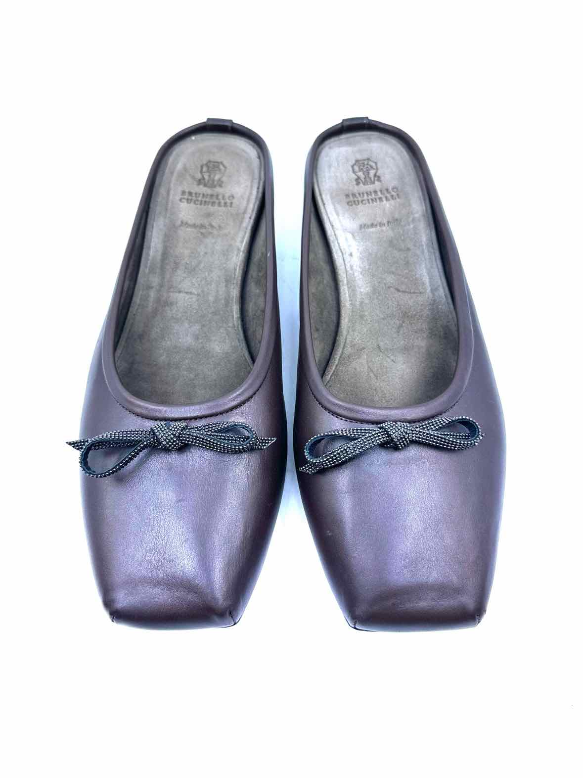 BRUNELLO CUCINELLI Size 11 Brown Mules