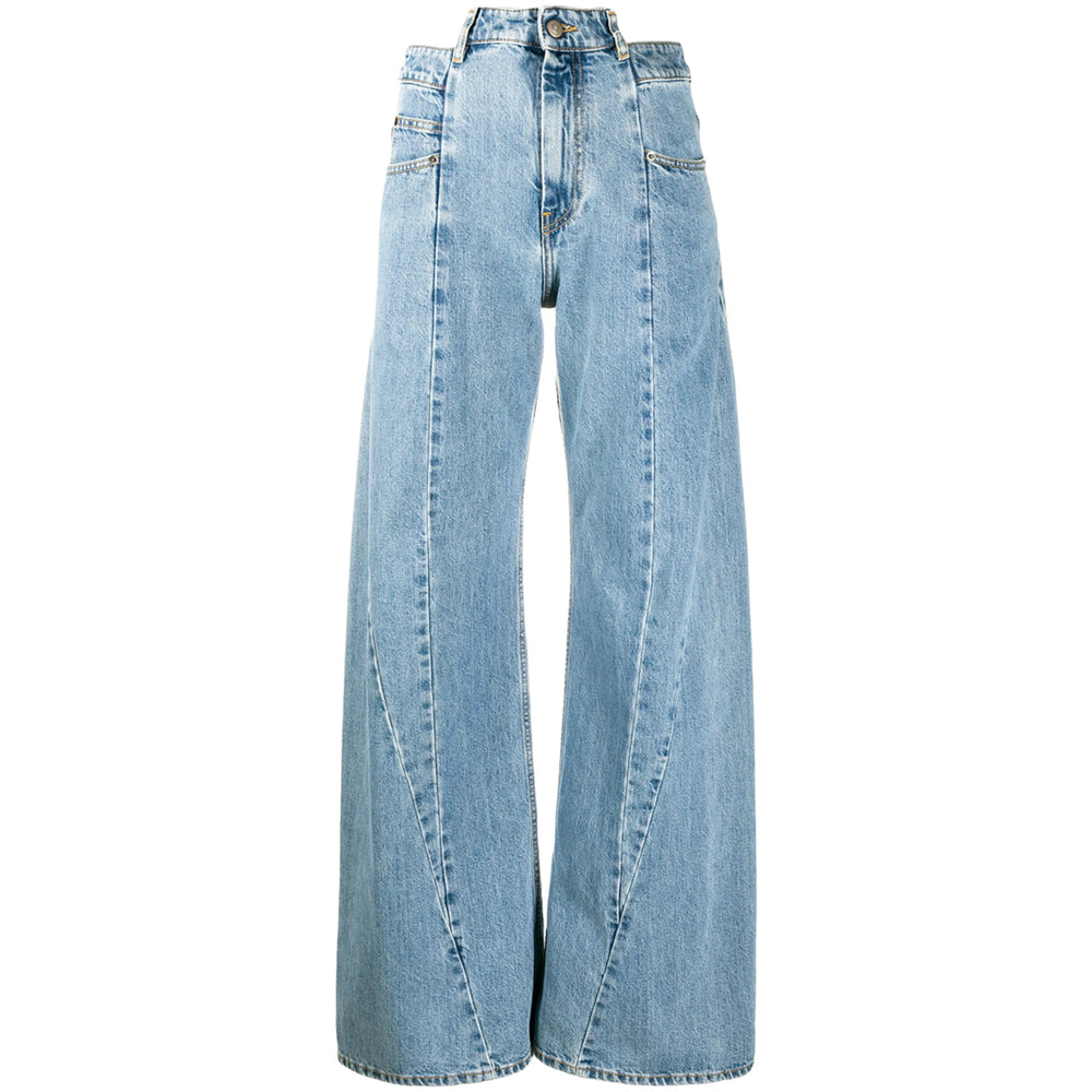 Wide Leg Stonewashed Denim Jeans