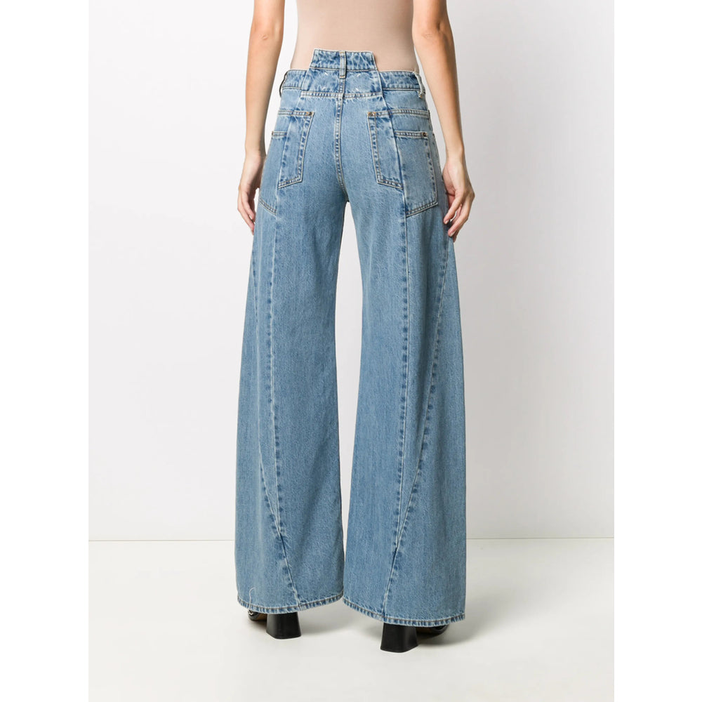 Wide Leg Stonewashed Denim Jeans