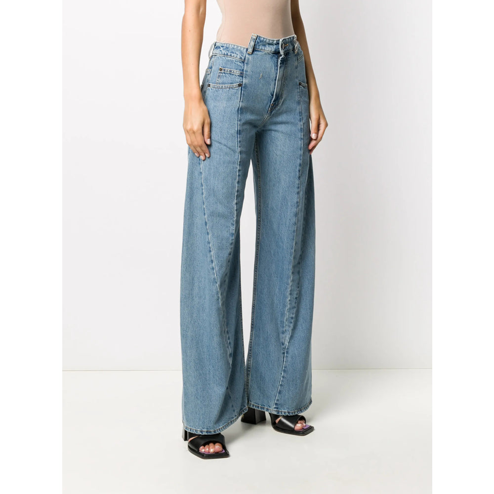 Wide Leg Stonewashed Denim Jeans