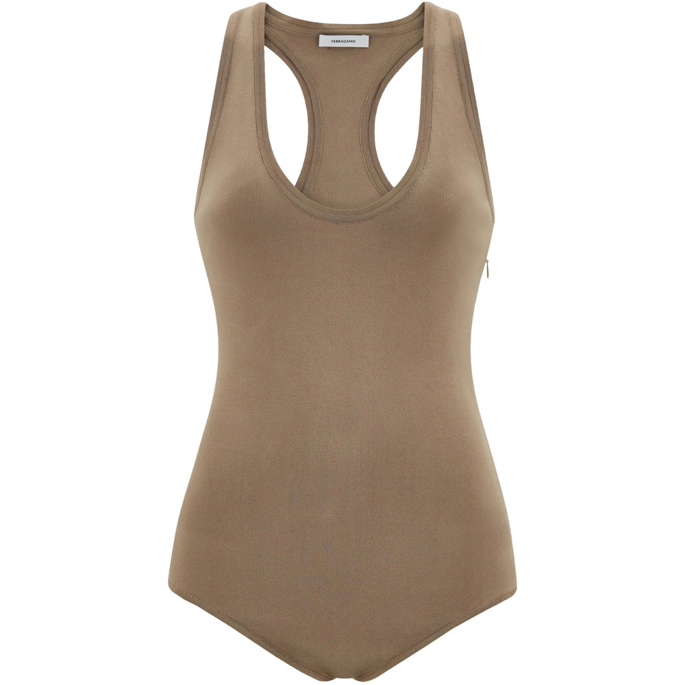 Beige Scoop Zip Top
