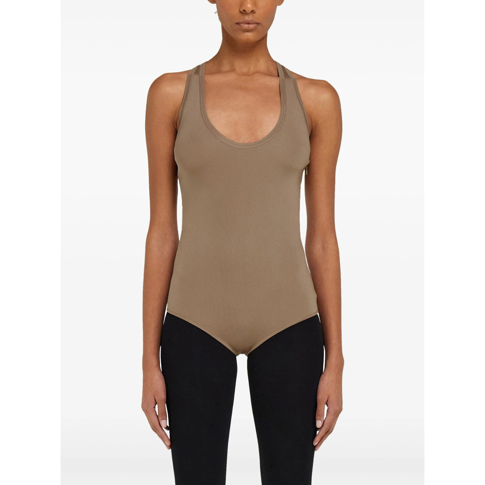 Beige Scoop Zip Top