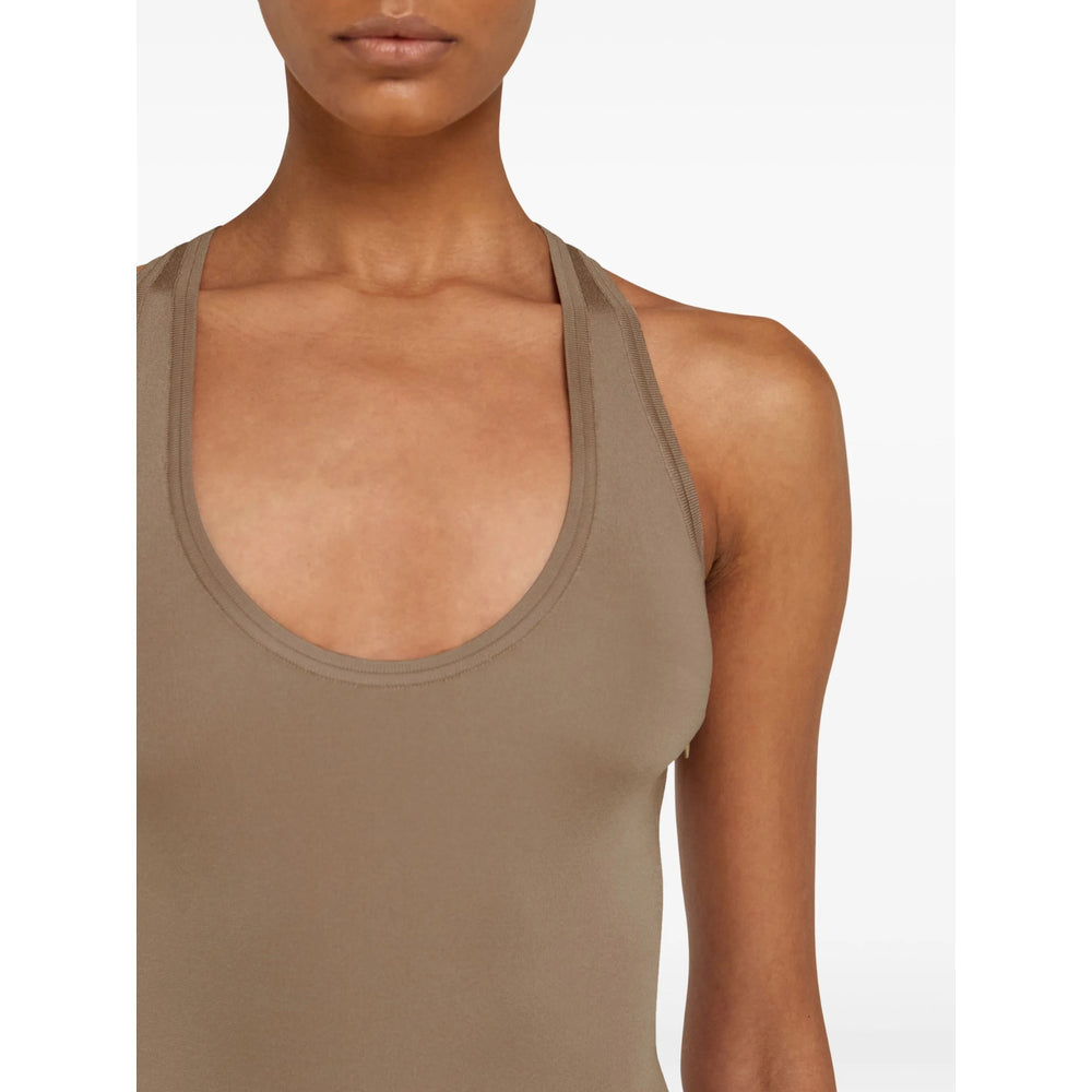 Beige Scoop Zip Top