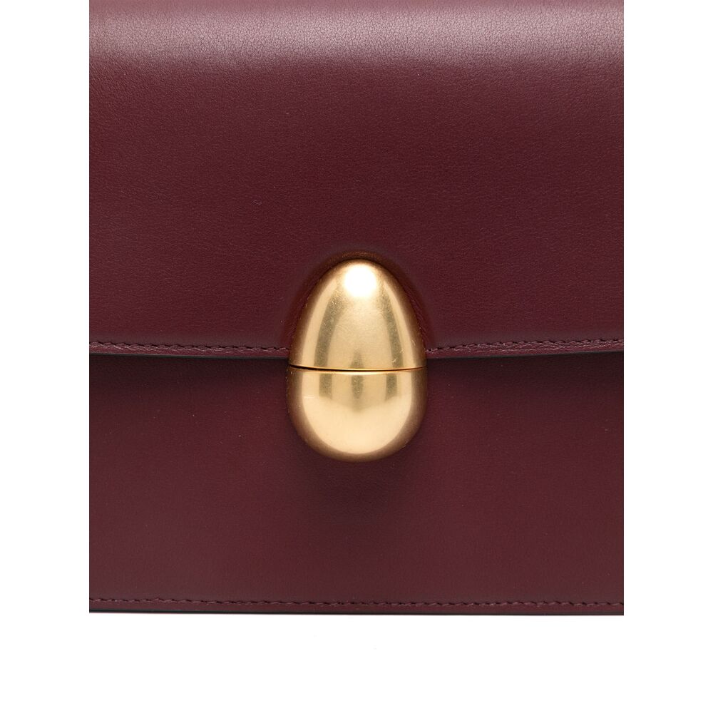 Burgundy Calf Leather Shoulder Tote
