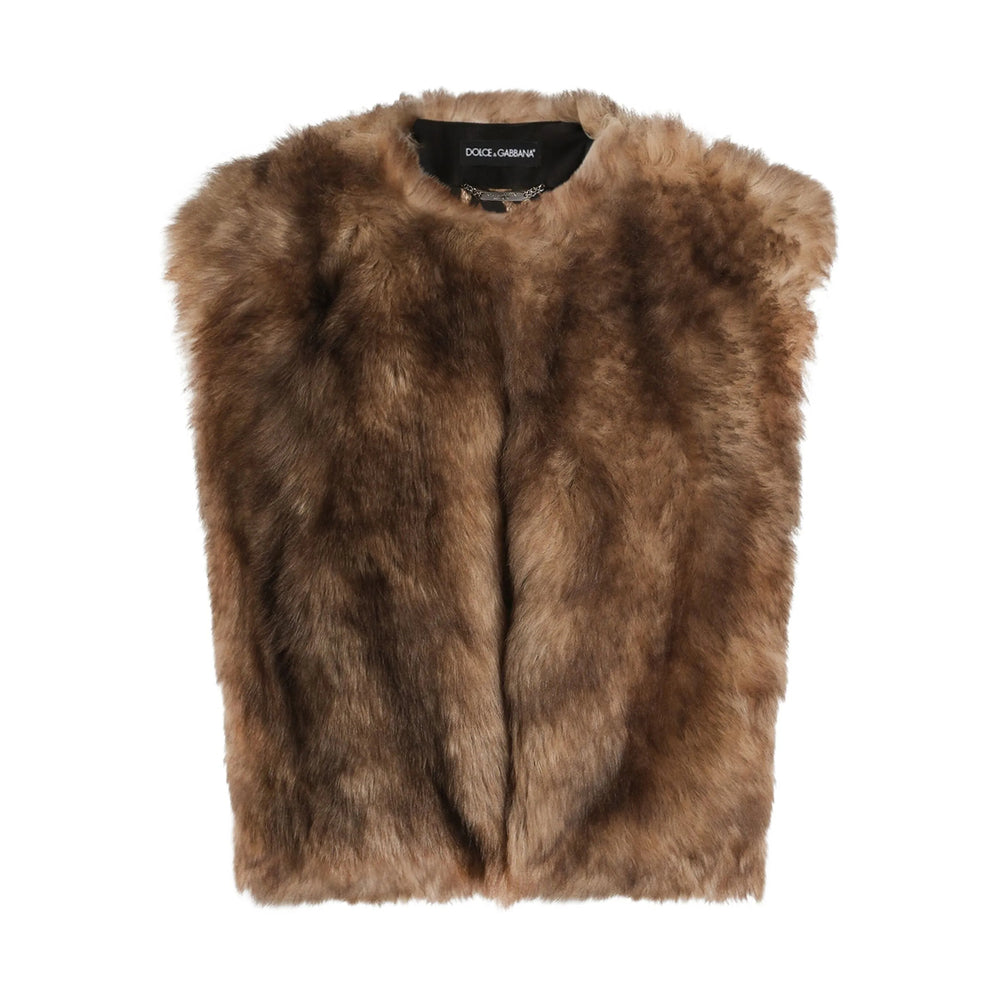 Brown Leather Fur Wrap