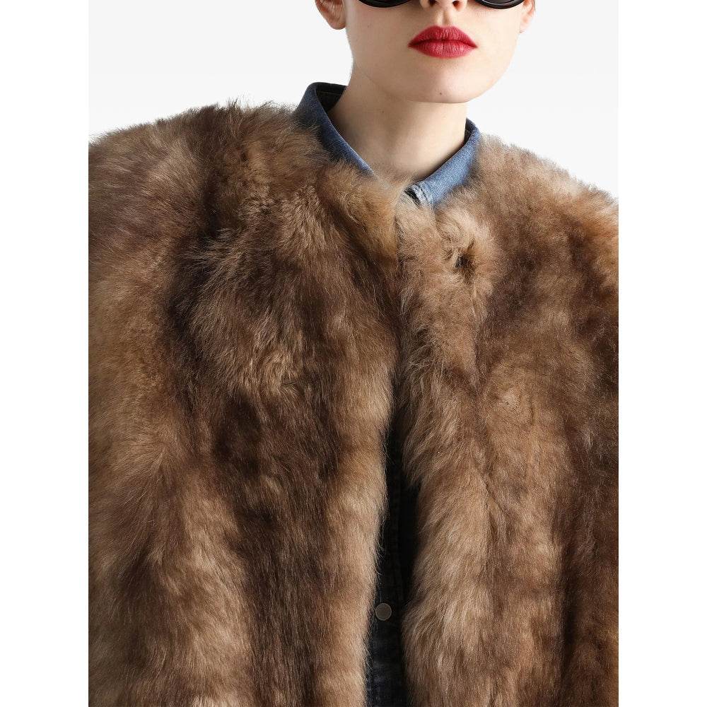 Brown Leather Fur Wrap