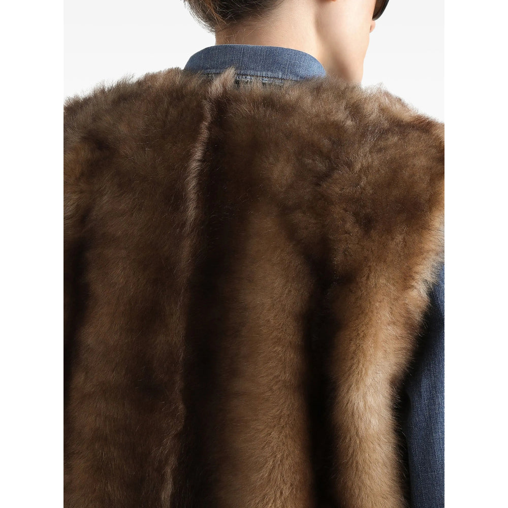 Brown Leather Fur Wrap
